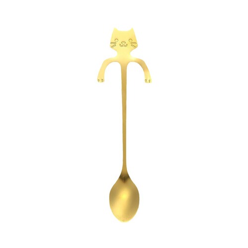 Factory direct selling stainless steel hanging cup cat spoon cartoon mug coffee dessert Amazon 304 stainless steel cat spoon