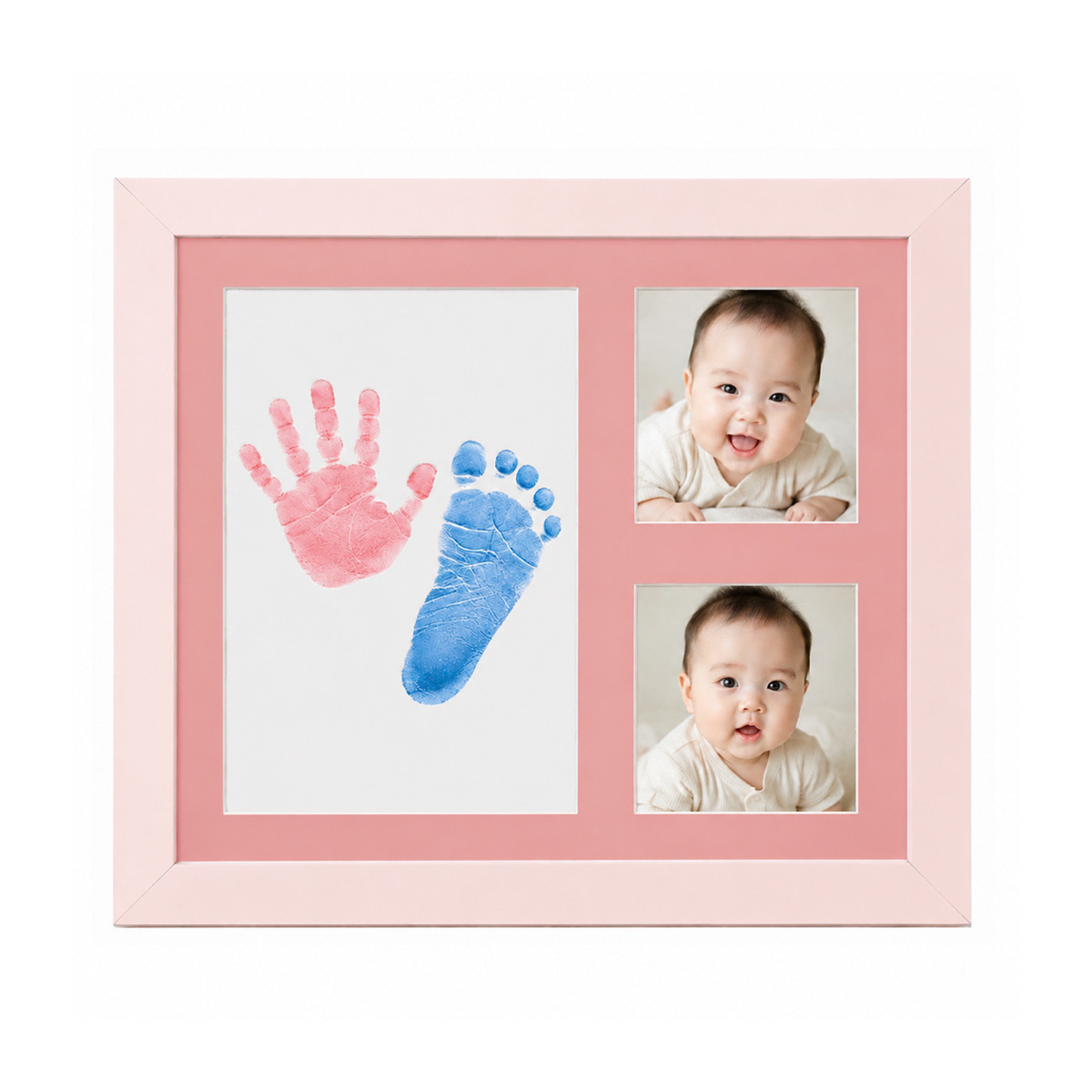 Moldura para foto de mão e pé de bebê (rosa) / Moldura memorial