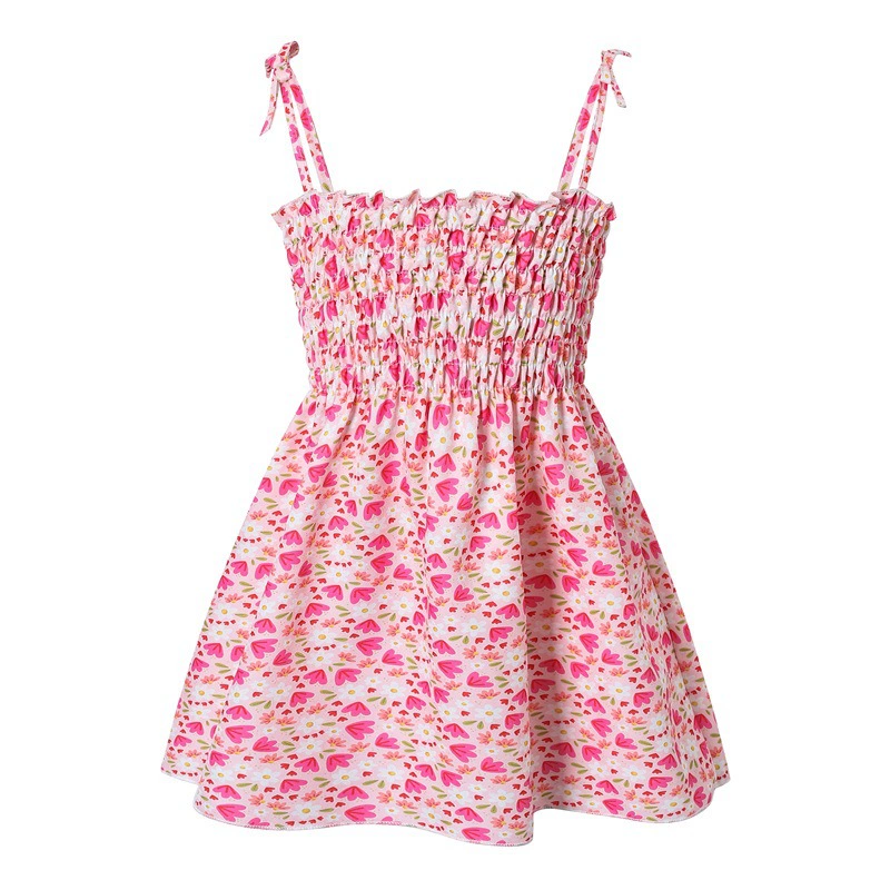 Girls' Summer Princess Slip Dress, Floral & Cherry Prints, Sizes for 90–130 cm