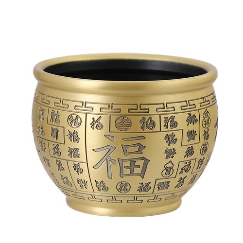 Brass Baifu Cylinder Brass Rice Cylinder Treasure Bowl Rice Cylinder Lucky Cylinder Desktop Small Copper Ornaments Ashtray Copper Cylinder Wholesale