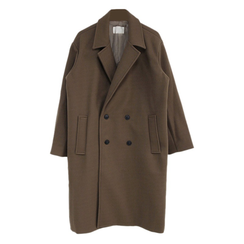 ASCLO diseño de nicho de hombre de longitud media guapo abrigo de lana estilo coreano de moda gabardina engrosada de doble botonadura