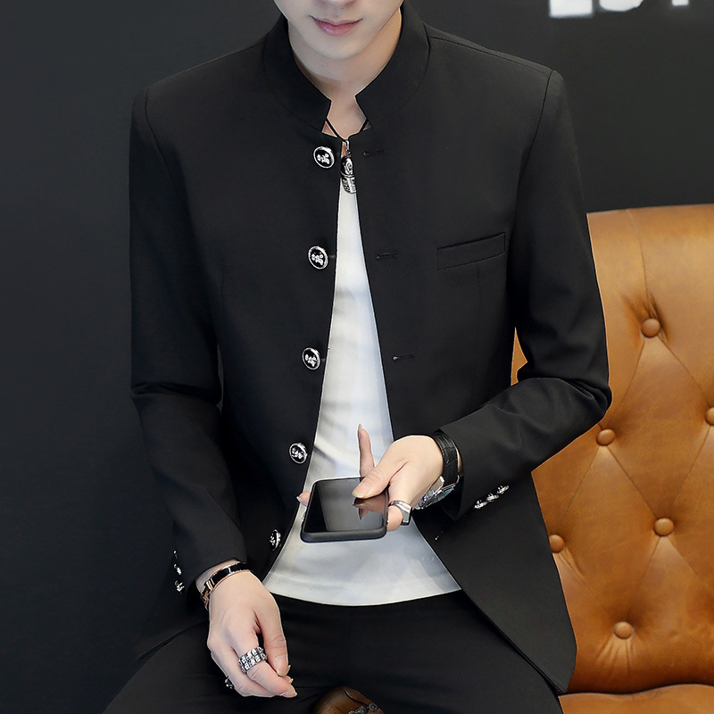 Men's Korean Style Collar Suit Spring and Summer Thin Chinese Tunic Casual Small Suit Slim-fit Top Distinctive Jacket Coat