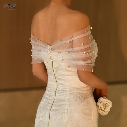 Youlapan cross-border wedding dress, bridesmaid toast dress, arm-covering plus size female Amazon bride shawl VG73