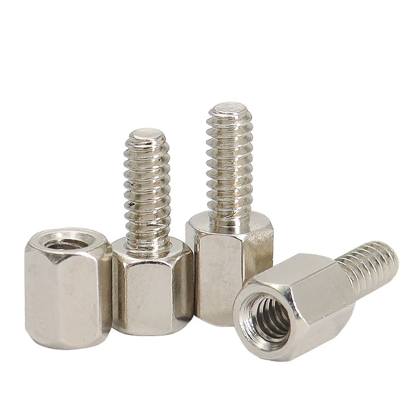 Дюймовая 4-40 однопроходная Шестигранная медная Колонка (внешняя длина зуба 4-16) никелированная медная шпилька с одной головкой внутренний и внешний провод Шестигранная колонка