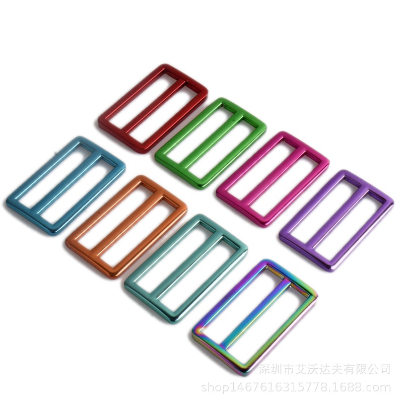 25mm锌合金扁日字扣 包肩带三档调节扣 彩色箱包五金配件