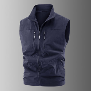 Cross-border New Casual Vest Men's Loose Vest Outdoor Zipper Multi-pocket Jacket Spring and Autumn Waistcoat plus size Sports