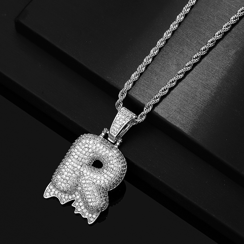 Cross-border hip hop burbuja colgante 26 letras nombre personalizado nicho accesorios de personalidad de zircon para hombres