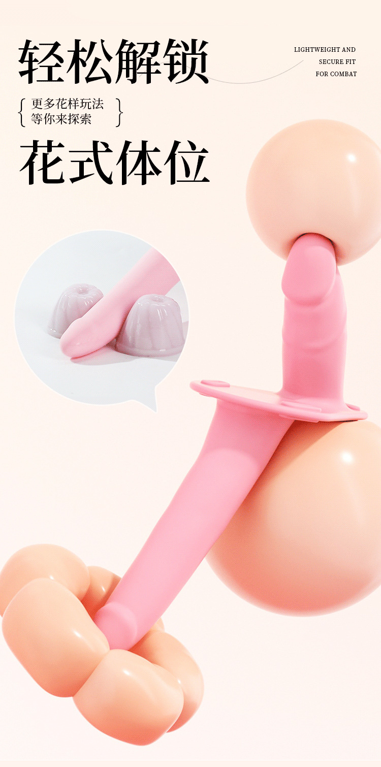 Double-Headed Wearable Panty Strap-On for Adults, Realistic Dual-Use Design, Youth Pink — detail image 8