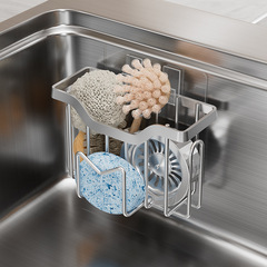 Cross-border best-selling sink drainer rack dish cloth pot brush storage shelf stainless steel sponge holder drain rack