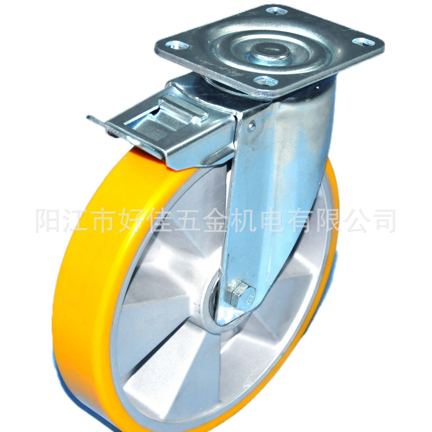 源头工厂产品10X2欧洲款重型精密轴承铝芯聚氨脂PU双刹脚轮