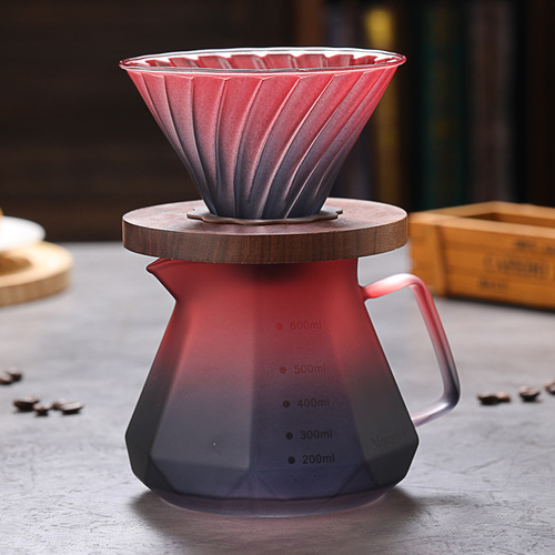 The Heat-resistant Glass Octagonal Diamond Coffee Pot Set