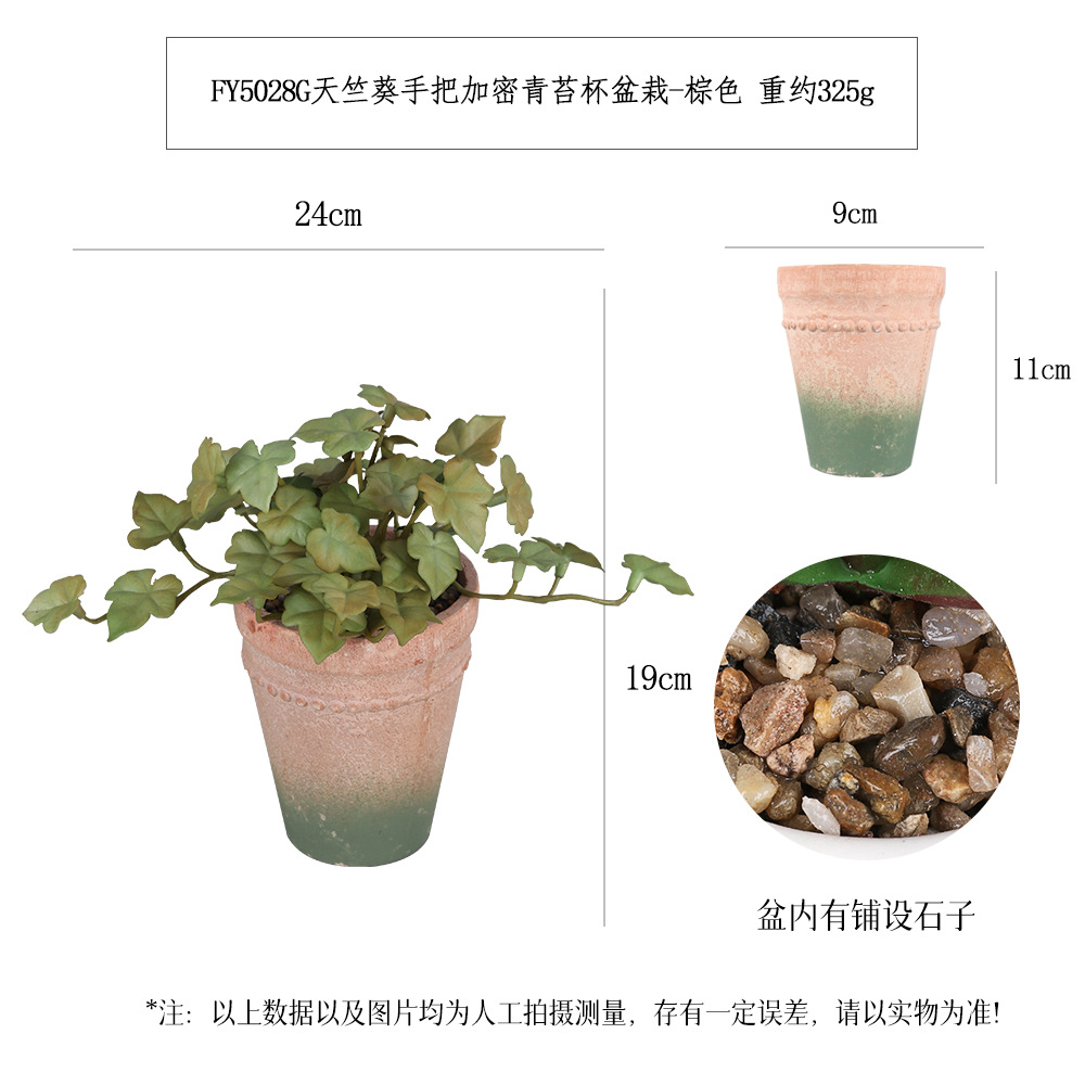 Más de 100 tipos de plantas verdes artificiales de tacto suave pintadas con aerosol y combinaciones de bonsáis de musgo en maceta, plantas artificiales en maceta para exportación, artículos de decoración para el hogar. image 30