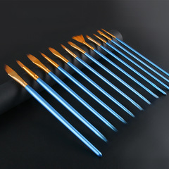 Cross-border Amazon Red 12 Pieces Nylon Hair Art Brushes Wood Handle Multi-purpose Watercolor Brush Set Factory Wholesale