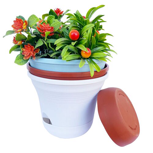 Balcony automatic water-absorbing basin round thickened resin plastic green plant gardening rose pothos Roman lazy flower pot