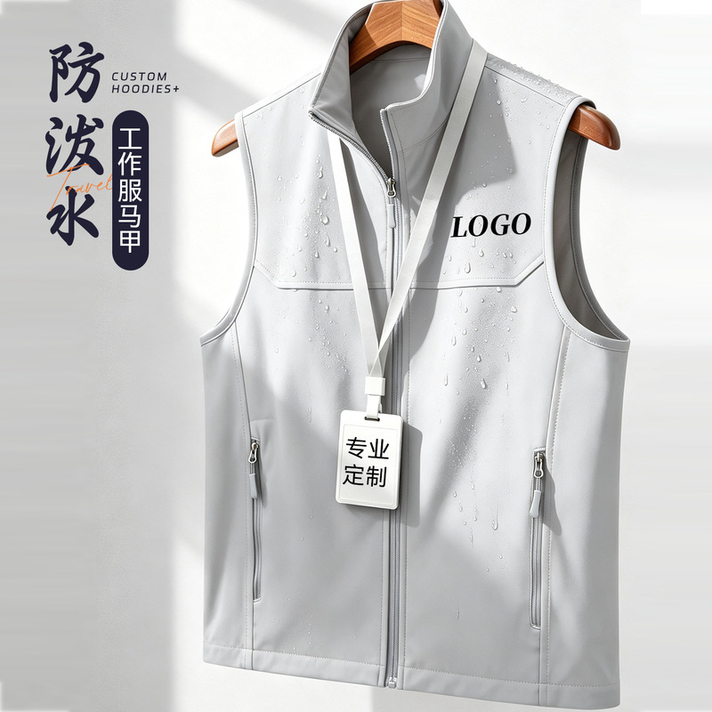 Water-Resistant Exhibition Group Activity Workwear Vest, Catering, Education and Training, 4S Store Softshell Vest, Custom Printed Logo