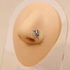 Zirconium, nose piercing with butterfly, copper nose clip, set, micro incrustation, 750 sample gold