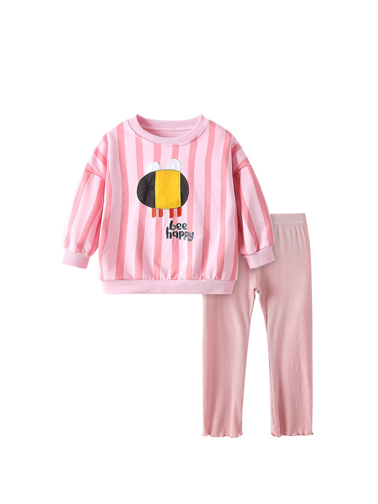 Malwee transfronterizo conjunto de niñas otoño y invierno nuevo estilo europeo y americano para niños de media edad, chaqueta de cuello redondo, pantalones de cintura elástica de dos piezas
