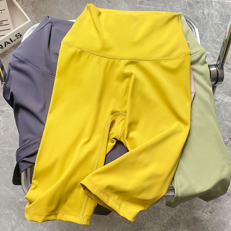 Nude-Feel Five-Point Shorts for Women, High-Waisted Tight-Fitting Cycling Shorts, Stretchy Pants for Outdoor Wear, Yoga Shorts, Thin Summer Cross-Border Style