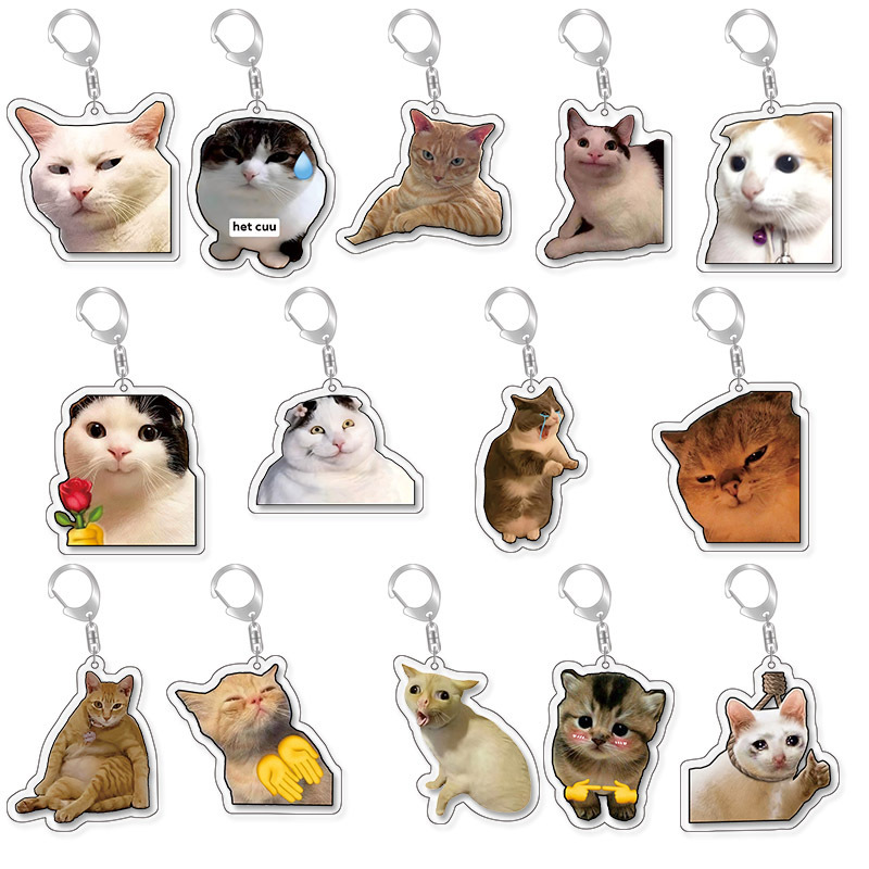Pet Keychain Expression Pendant Frog Dog Creative Kitten Dog Photo Souvenir Acrylic