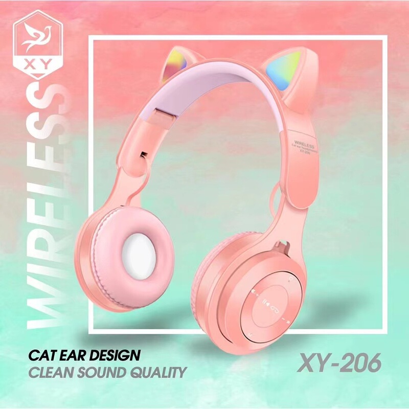 Internet Celebrity Fashion Cute Style Cat Ear Bluetooth Headset Xy206 Cute Wireless Sports Music Headset Factory