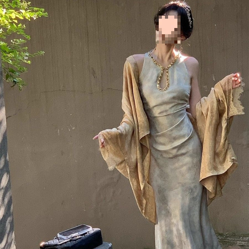 新中式夏季无袖连衣裙气质女鎏金改良长款显瘦旗袍女|undefined