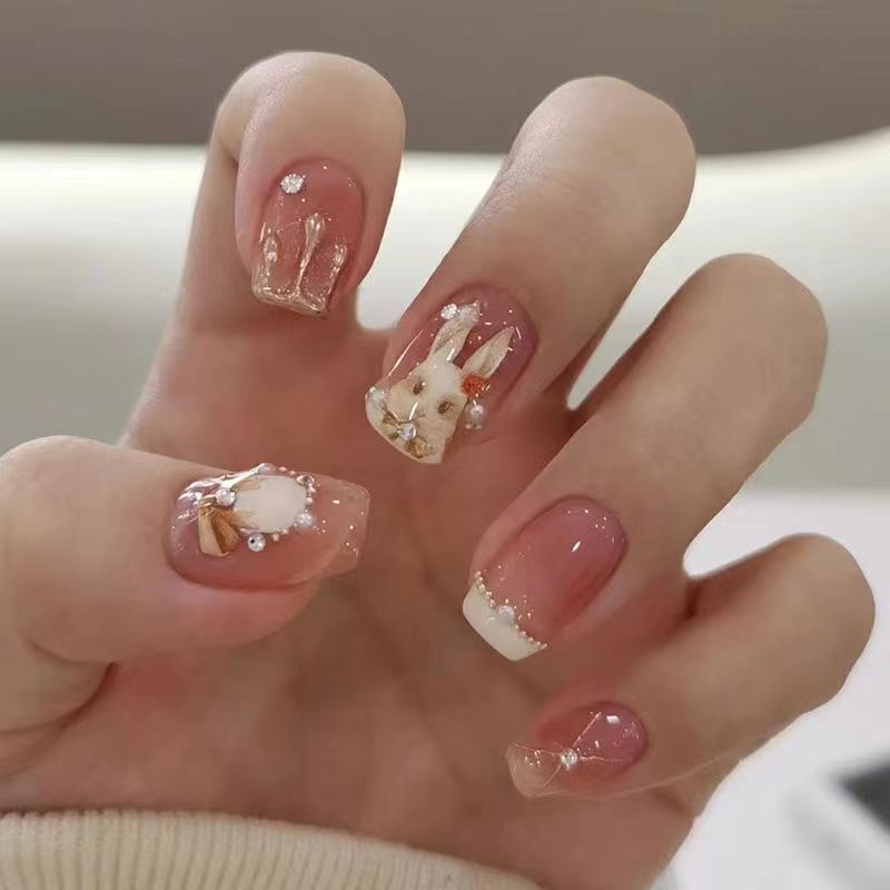Rococo Rabbit Nail Art Hand-worn Armor Rabbit Year New Sweet Girl Pure Desire Fake Nail Patch Little Red Riding Book Explosions Rococo Rabbit Nail Art Hand-worn Armor Rabbit Year New Sweet Girl Pure Desire Fake Nail Patch Little Red Riding Book Explosions