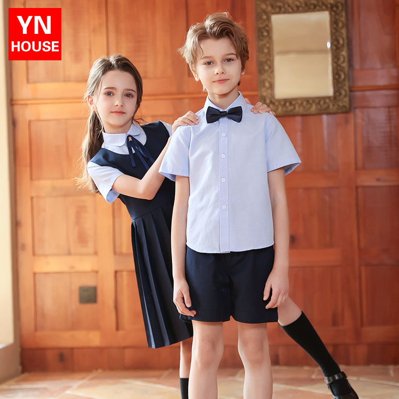 Uniformes escolares de verano para niños, uniformes de coro para estudiantes de primaria y secundaria, uniformes de jardín de infantes, uniformes de clase de estilo universitario británico para niños y niñas
