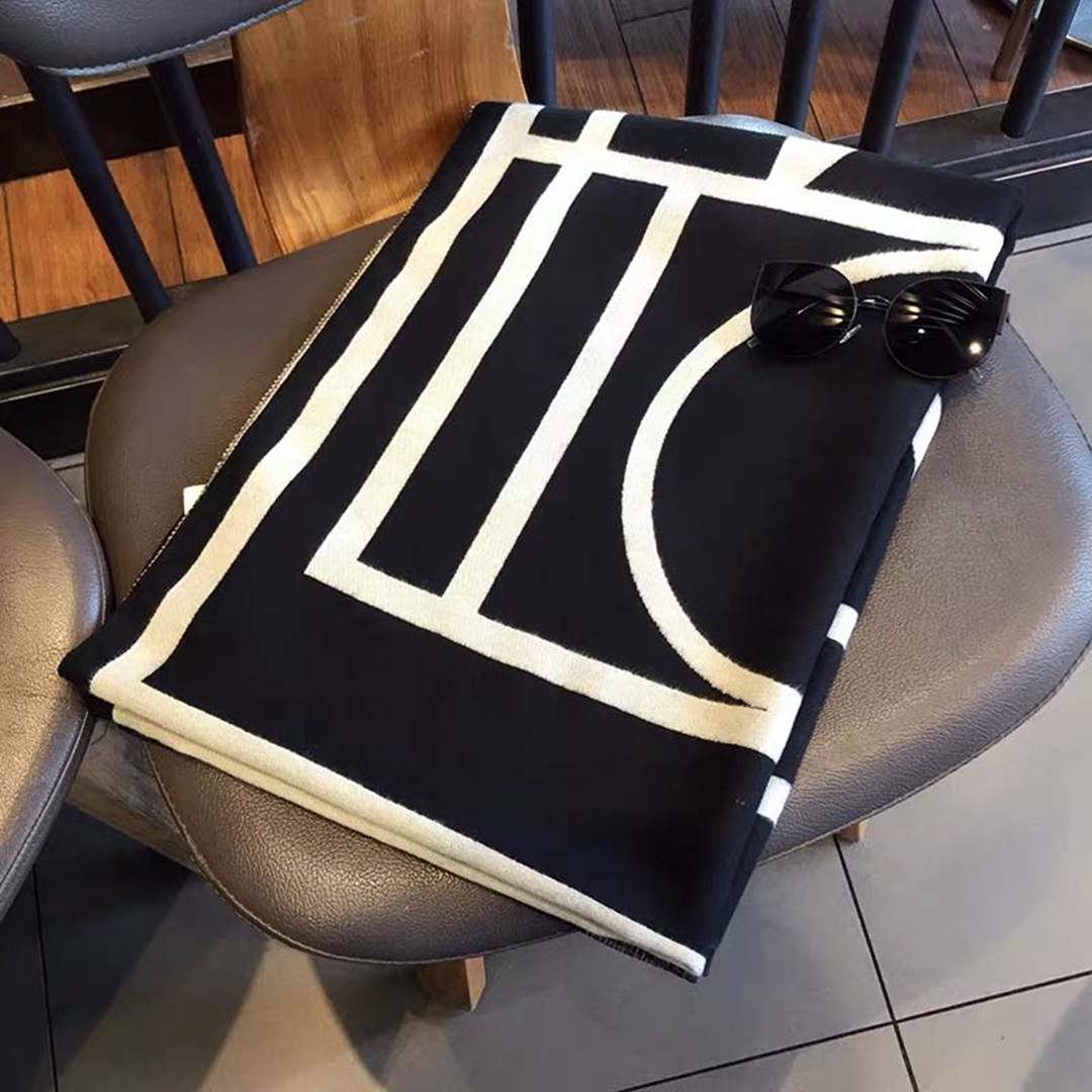 Bufanda de imitación cachemir para mujer gruesa a rayas_voghion.com