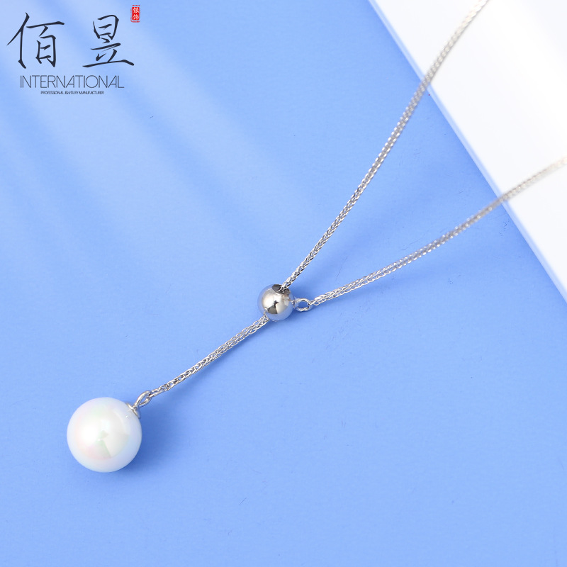 白色珍珠925純銀肖邦鏈學生文藝清新項鏈冷淡風小衆吊墜廠家批發