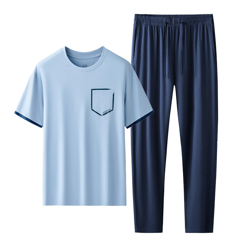 [Contador del mismo estilo] 80 ropa a domicilio de hombre modal de primavera y verano de doble cara traje de pantalón suelto casual de manga corta