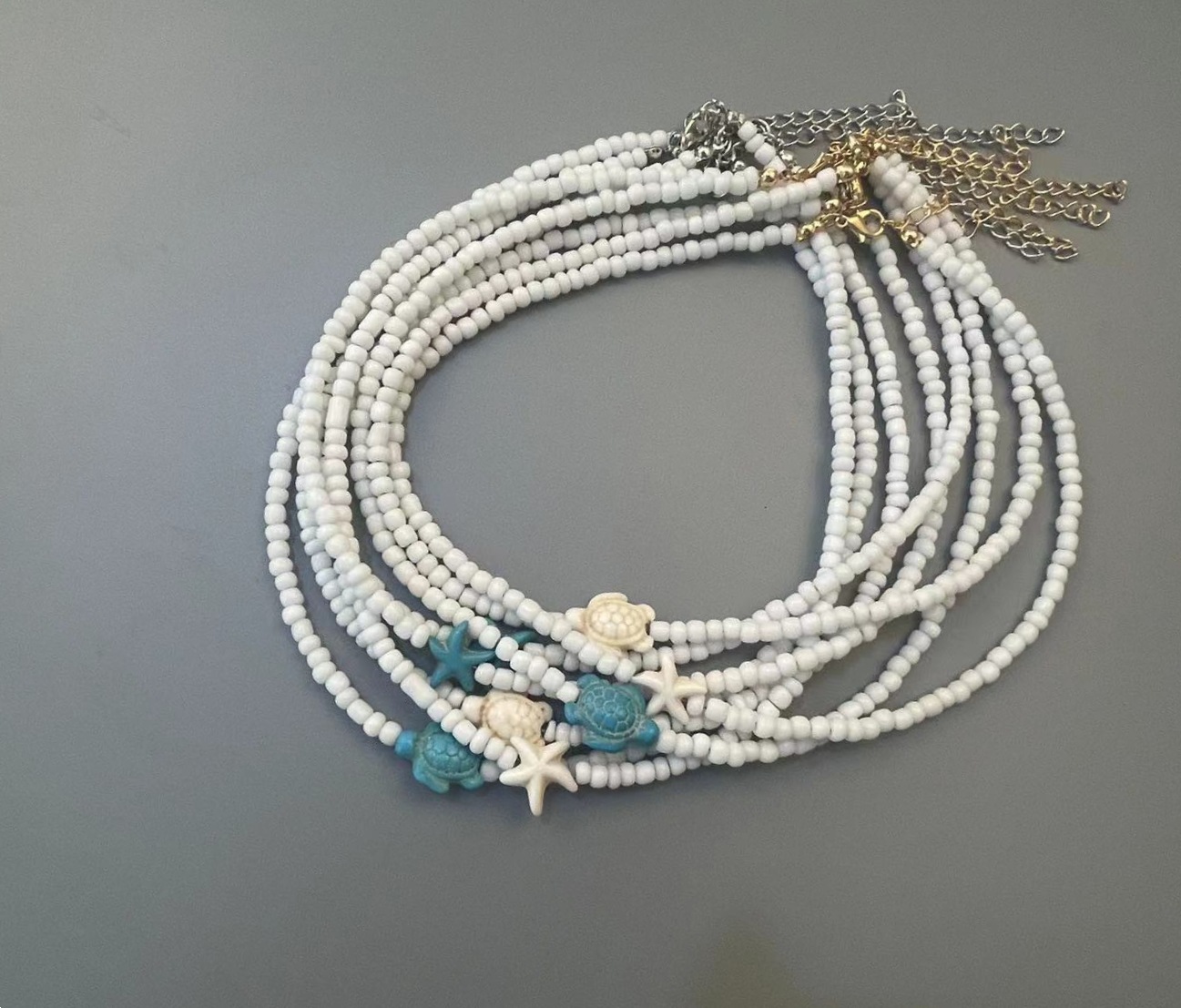 13g Weight Necklace Classification Seed Bead Chain Material 1 Piece Quantity Holiday, Daily Occasion Seed Bead Material Tortoise, Starfish Pattern Women's Gender Marine Style, Simple Style Style Marine Style Simple Style Tortoise Starfish Seed Bead Wholesale Necklace 1