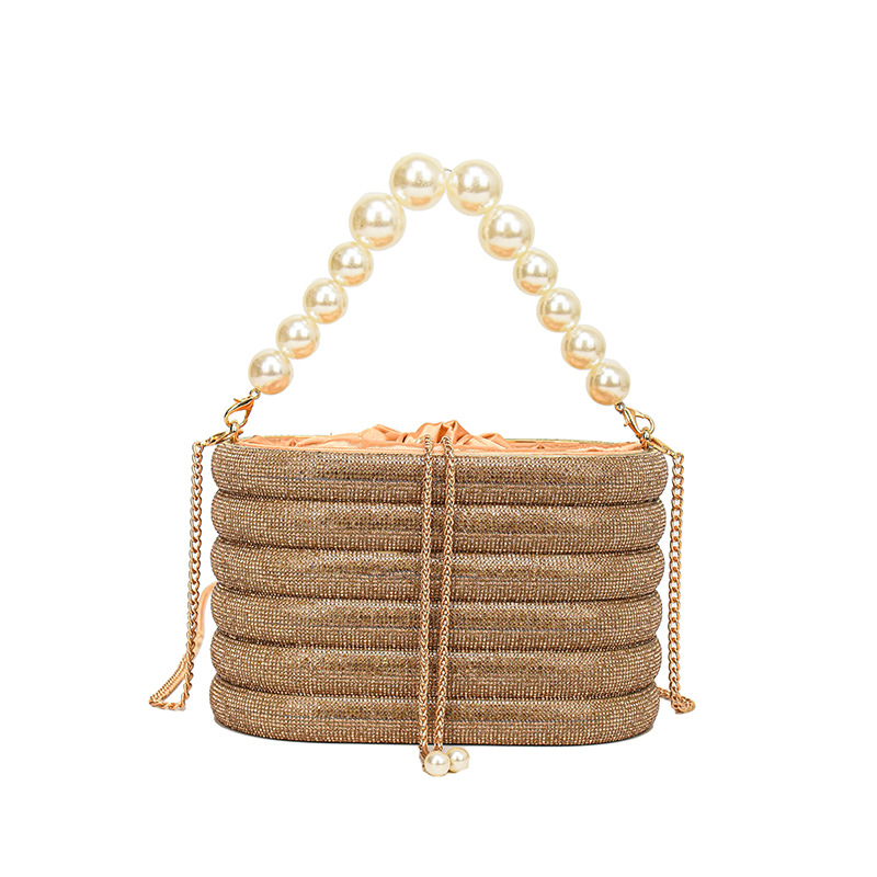 Bolso de lujo con cadena de diamantes y ondas, diseño francés, con diseño de cubo estúpido, brillante, con perlas de hadas y agua_voghion.com