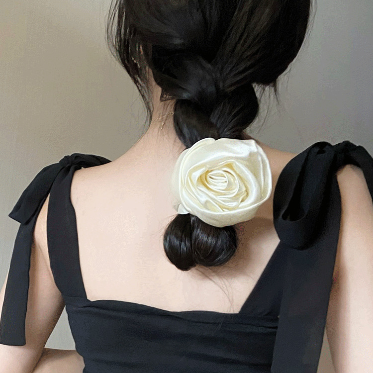 30g Weight Hair Tie Hair Accessories Type Date Occasion Flower Pattern Women'S Gender Elegant Style Elegant Flower Cloth Hair Tie 无