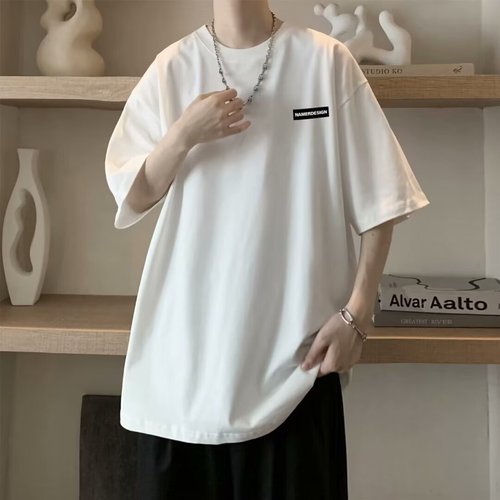 American-style short-sleeve men's summer design-conscious niche trendy versatile heavy-weight T-shirt, Hong Kong-style plain men's fashion brand clothing