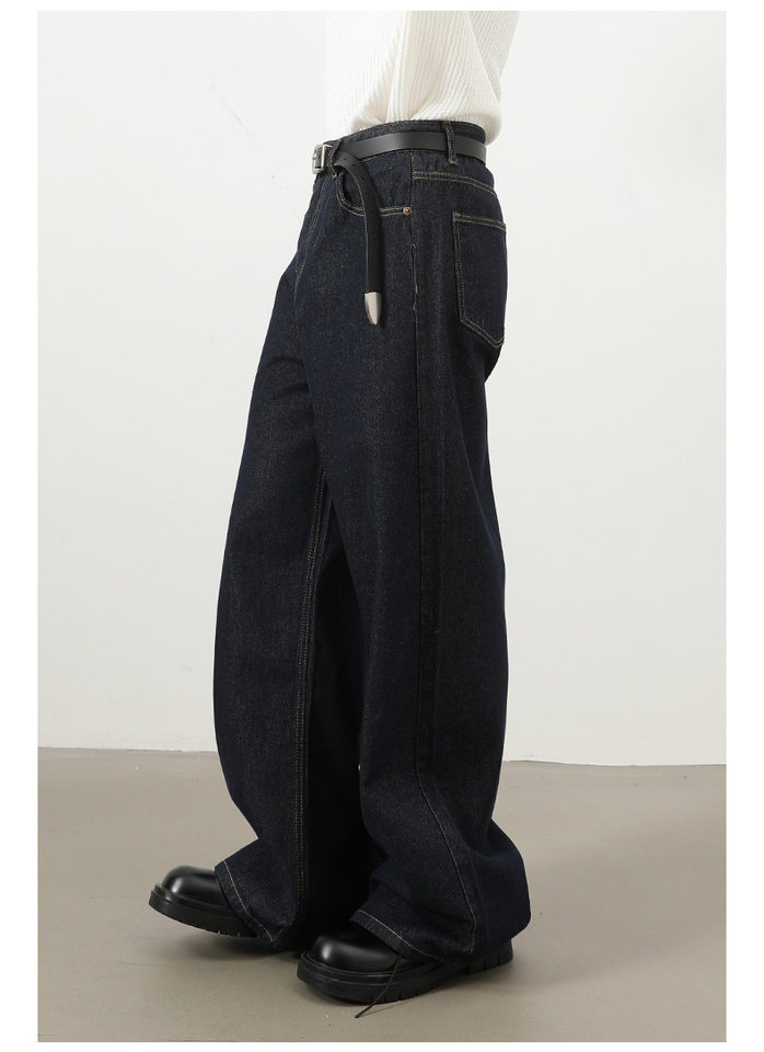 Quần jean nam ống rộng dáng suông màu bò nguyên bản phong cách Mỹ — Denim đen, Ngụy trang màu mơ, màu xanh cổ điển, màu xanh denim chi tiết 19