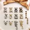 Metal jewelry, decorations for manicure from pearl for nails, internet celebrity, with little bears