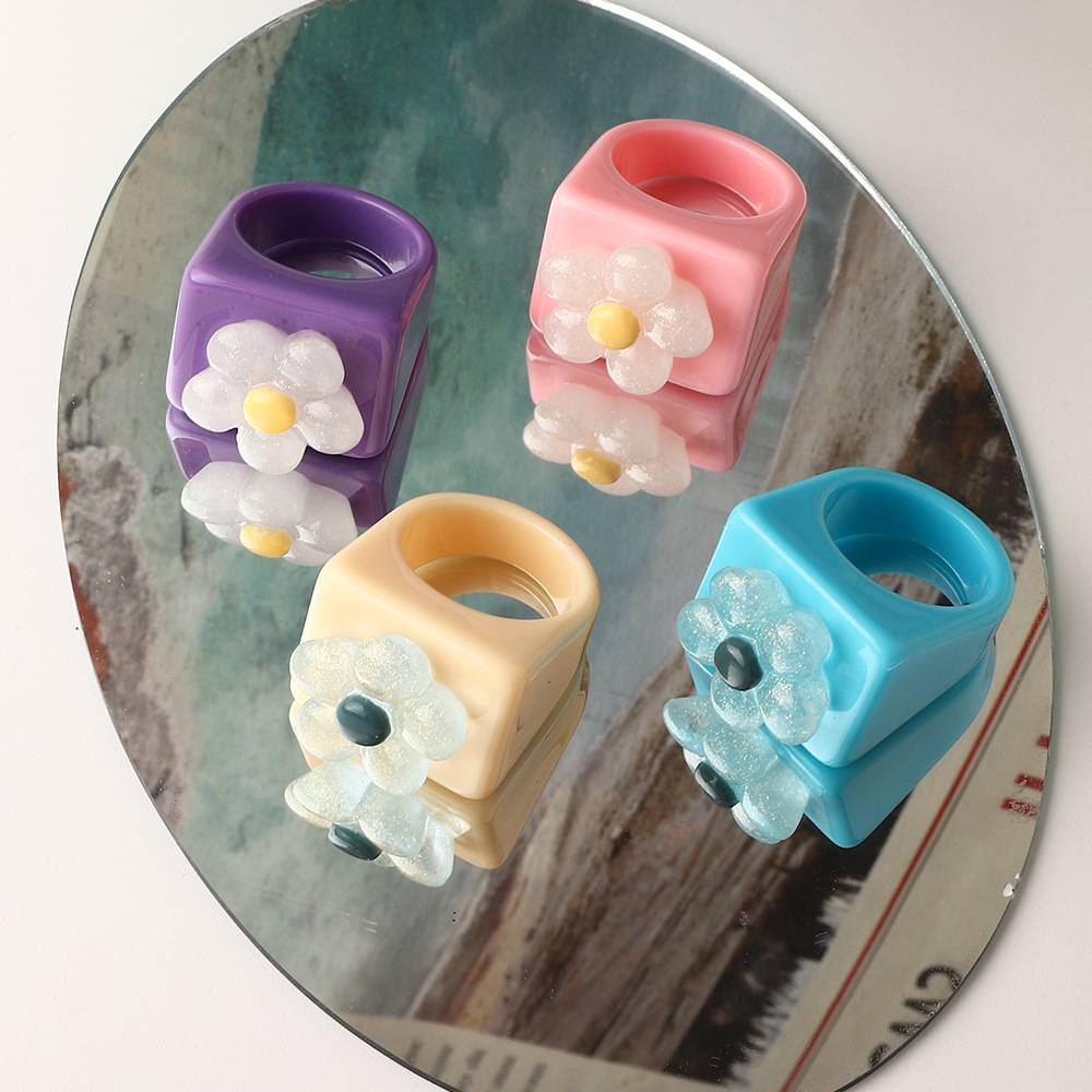 Fashion Flower Resin Ring Wholesale display picture 11