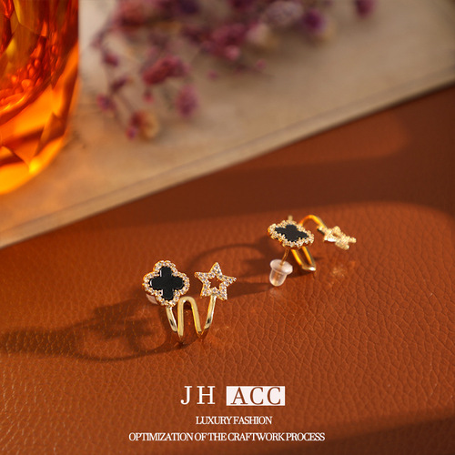 S925 silver needle fashion four-leaf clover ear studs, stylish and versatile earrings, wholesale four-leaf flower earings