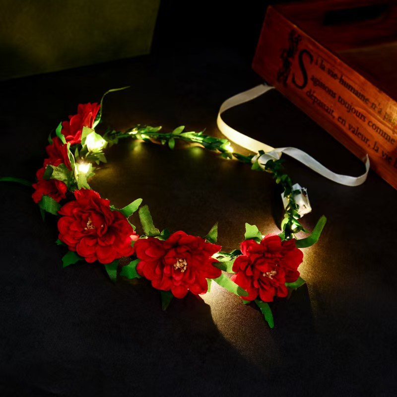 Peony wreath red +'warm light