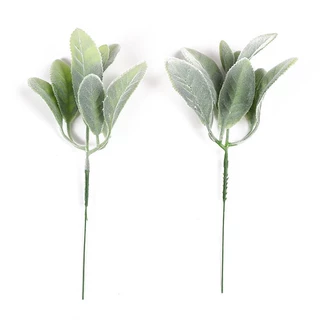 植绒兔耳叶婚庆家居森系插花装饰绿植仿真植物羊耳叶桉树叶高仿真