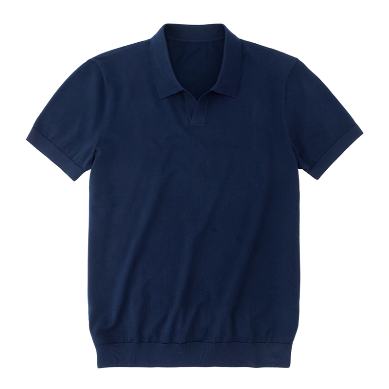 Polo de negocios de solapa suave y cerosa delicada y fresca para hombre, manga corta de punto de verano para hombre, cuello de gaviota para hombre, comercio exterior transfronterizo al por mayor
