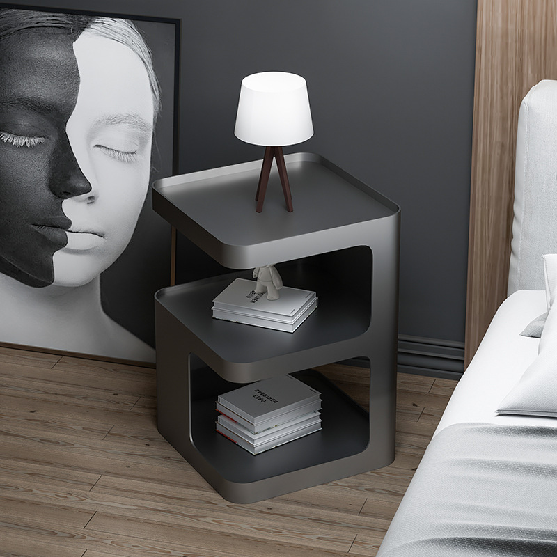 Minimalistic metal design modern storage system for bed