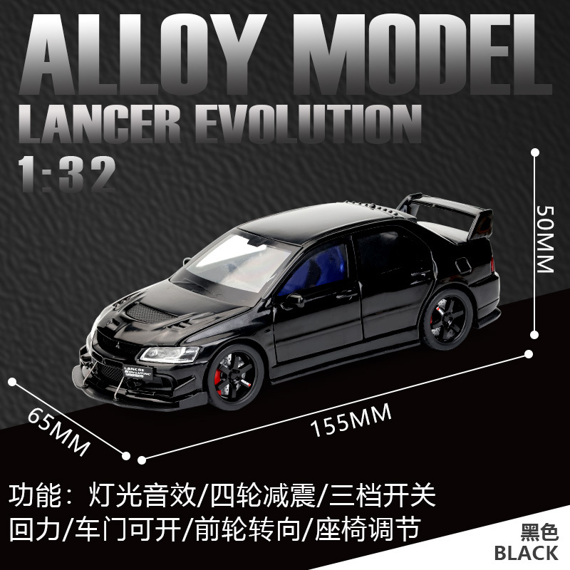 Modelo de Coche de Carreras Mitsubishi EVO de Aleación 1:32 con Base