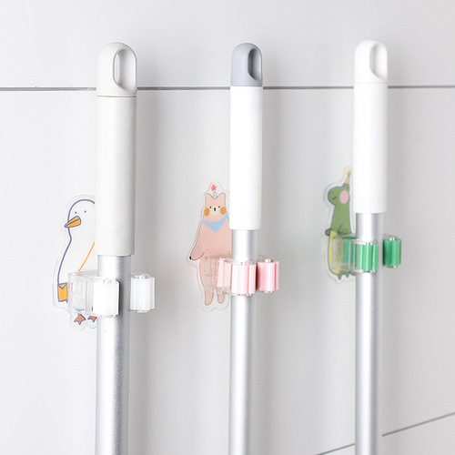 Mop Holder Bathroom Shelf Wall Mount Screwless Hook Sweep Mop No-Trace Hook Wet Cloth Rack Adhesive Hook Wholesale