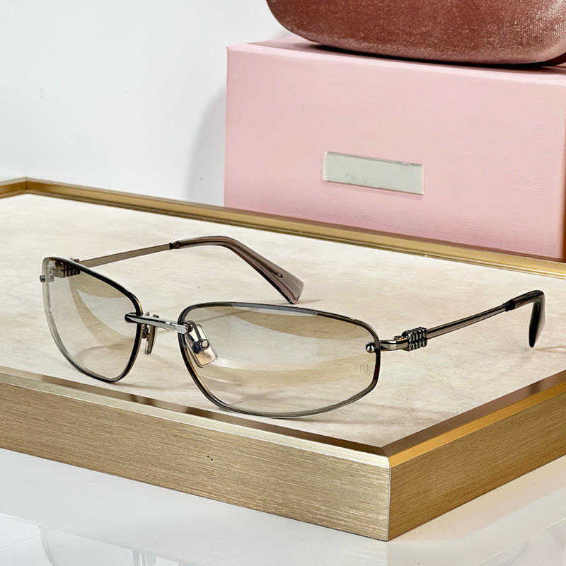 Fashion m Brand A50S Light-Colored Sunglasses for Women, Rimless Silver-Gray Sunglasses, Old Money Style, Millennial Hot Girl Mercury Lenses