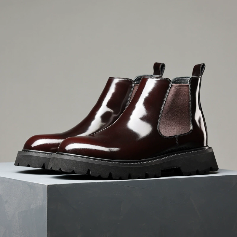 2023 осенне-зимние новые ботинки челси в британском стиле, мужские деловые высокие кожаные туфли из воловьей кожи, глянцевые Ботинки Martin на толстой подошве, мужские