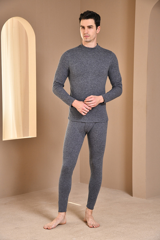 New cashmere silk men's mid-collar thermal underwear set skin-nourishing base line clothing line Pants Factory spot wholesale
