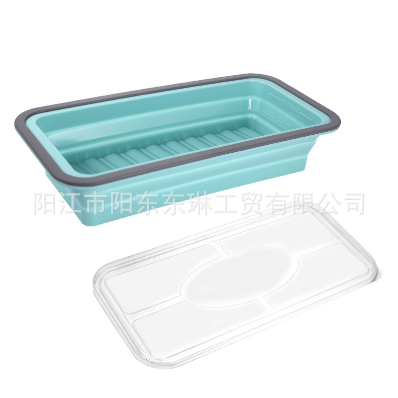 Transfronteriza venta caliente de silicona plegable caja de almuerzo caja de almuerzo caja de preservación de alimentos calentada por microondas caja de envasado