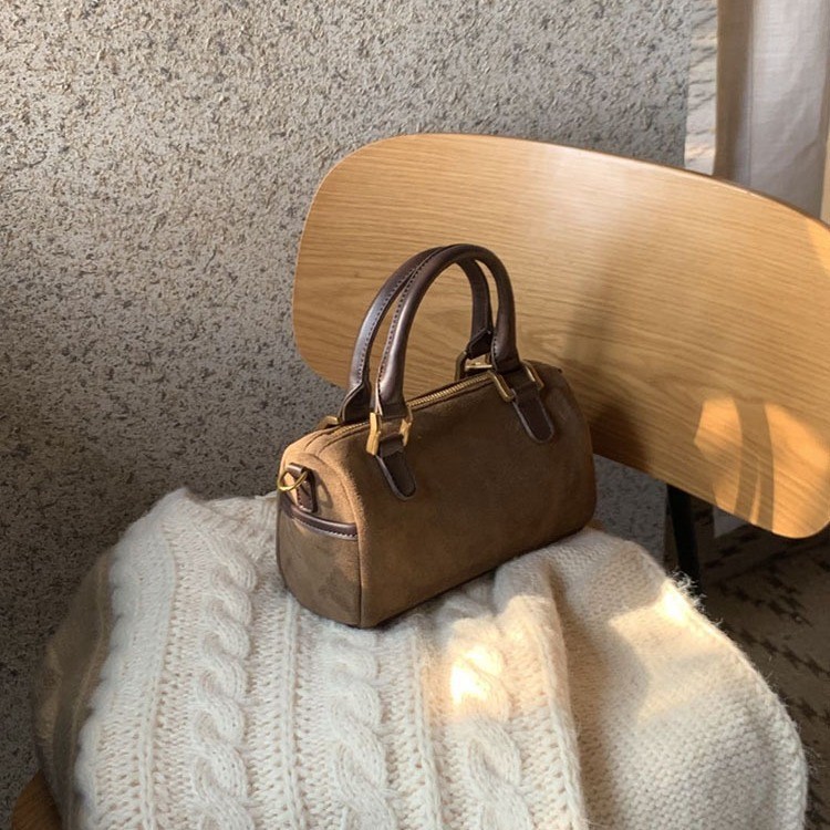 Borsa a spalla vintage in camoscio stile coreano autunnale_voghion.com