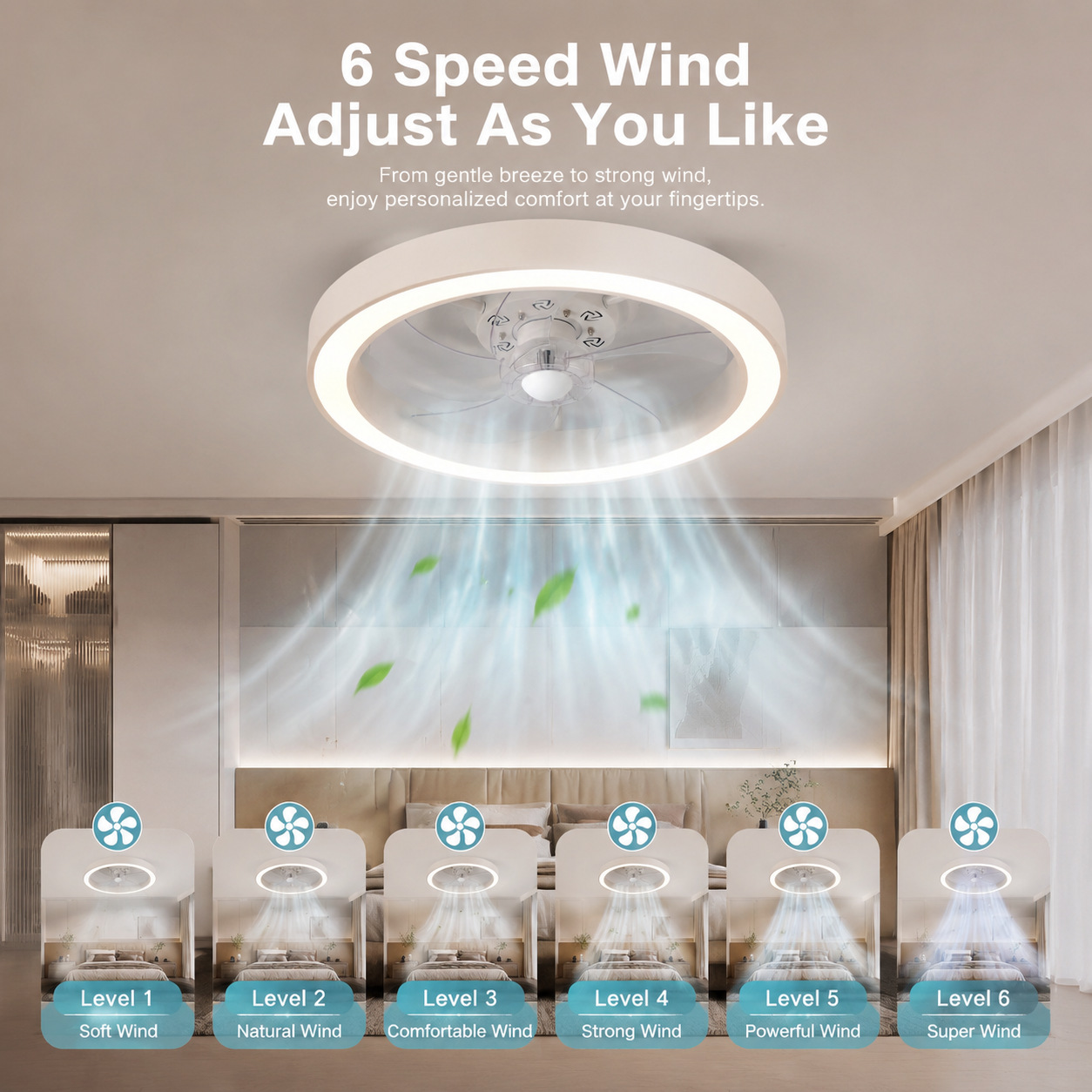 Lámpara de Techo con Ventilador de Hierro y ABS, Atenuación Continua y Control Remoto, para Dormitorio y Restaurante